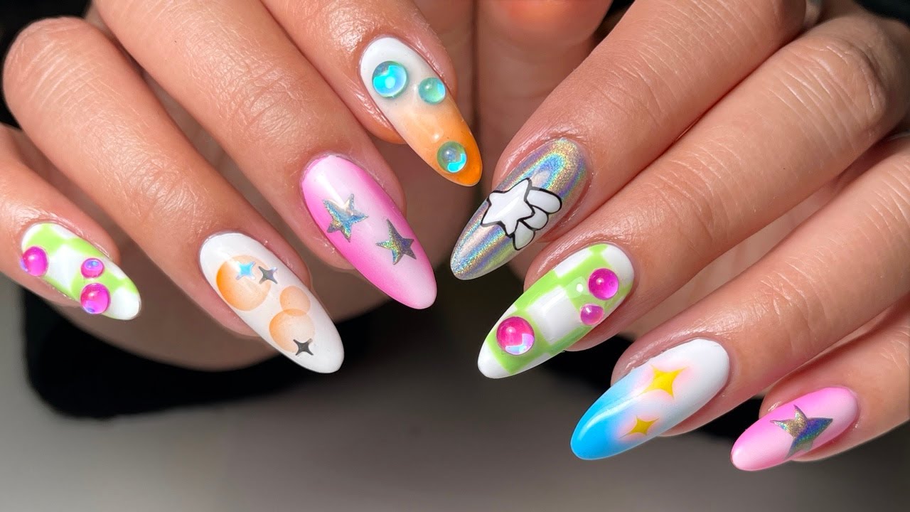 Airbrush Nail Art Tutorial 🫧⭐️ MGArt Hard Gel & Dual Form Method