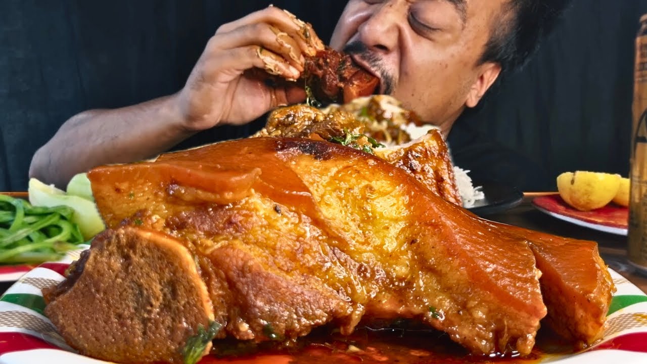 Big Fat Pork Thigh Mukbang | Adrenaline Rush Drink