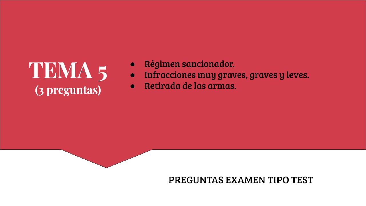 TEST tema 5 LICENCIA DE ARMAS