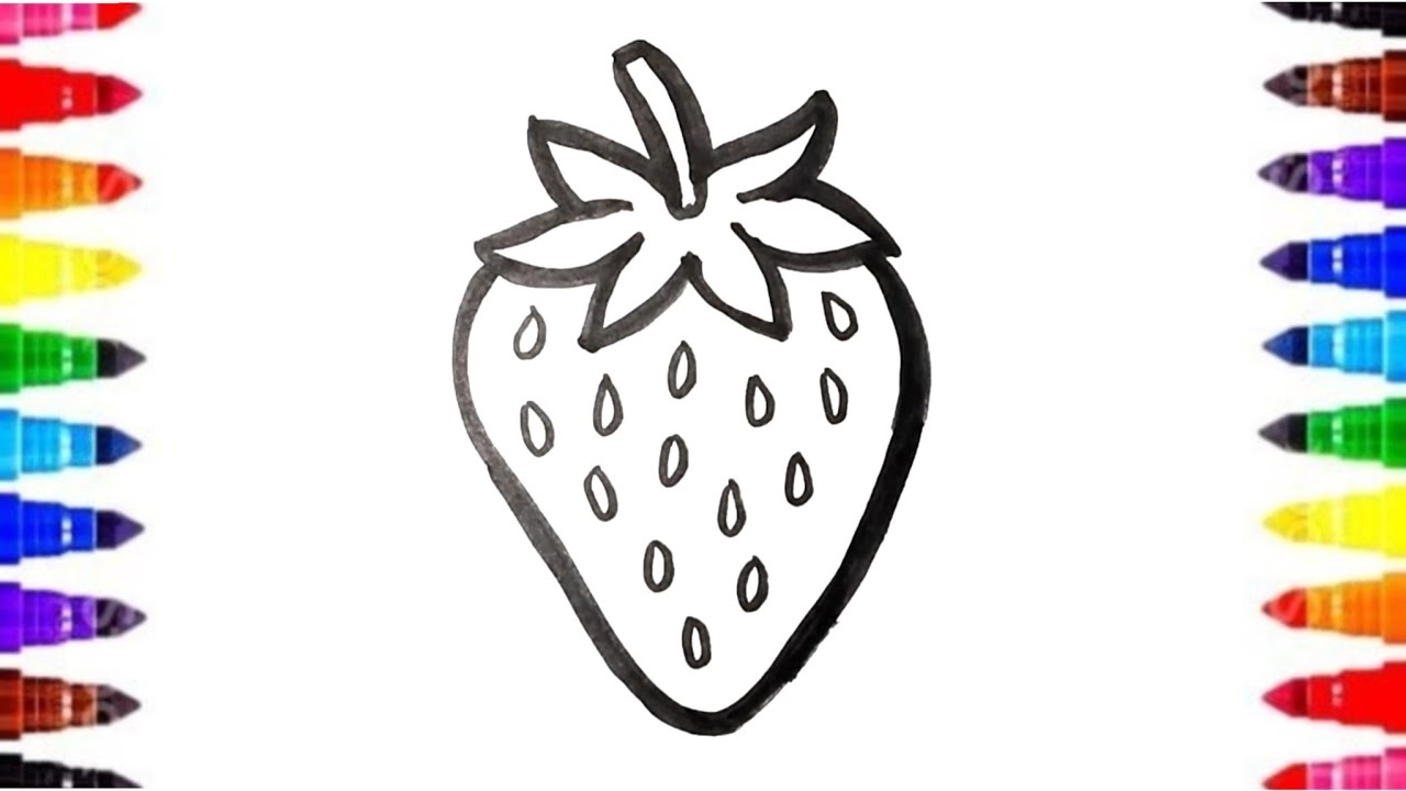 Strawberry 🍓 easy step by step drawing, painting and coloring tutorial