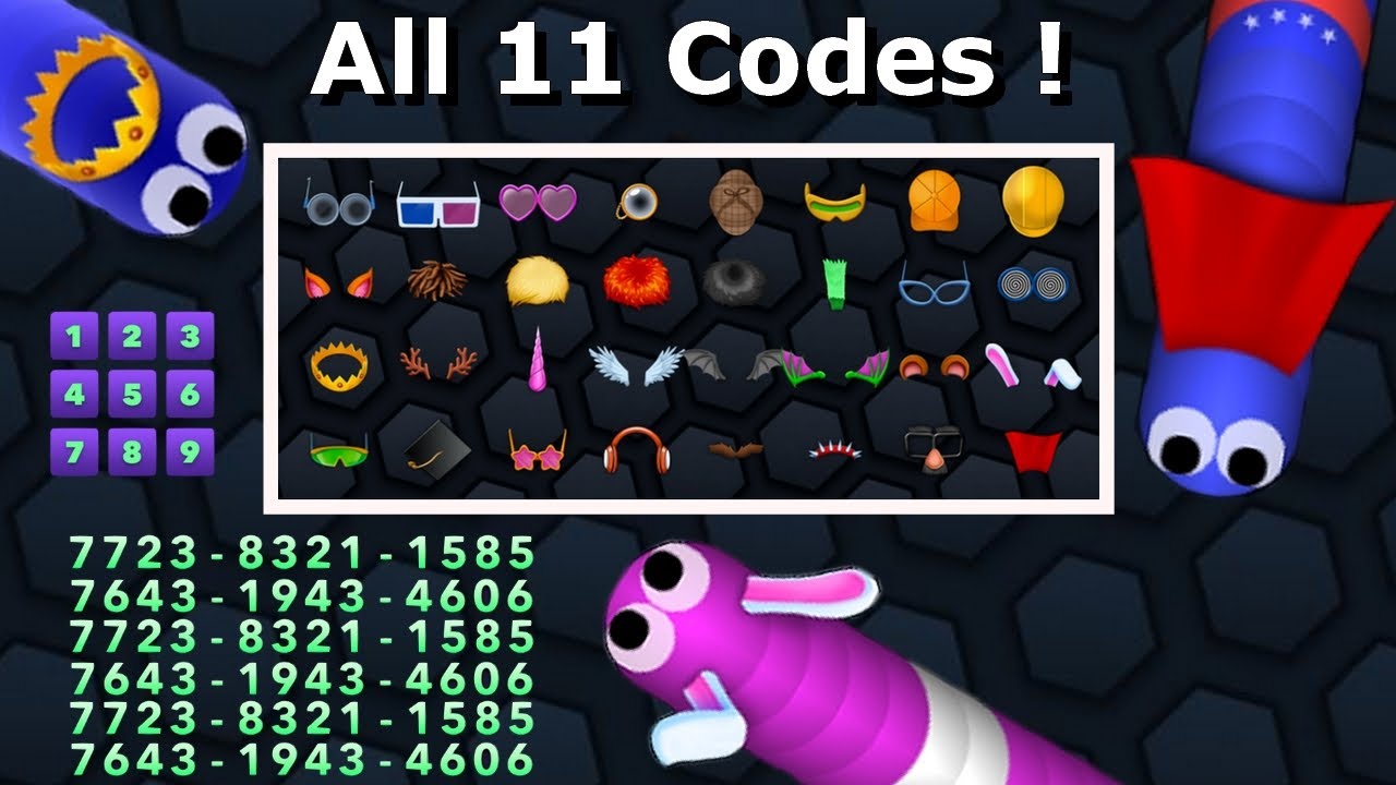 NEW 11 CODES Slither.io - 2021 ALL CODES Slitherio CROWN / WINGS / BUNNY EARS (32 Cosmetics) + A.I.