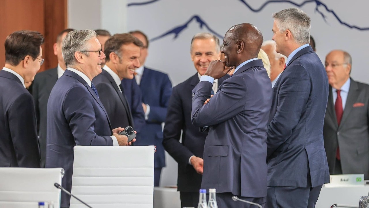 President Ruto chatting with world leaders during the final day of the G7 Summit in Evian, France