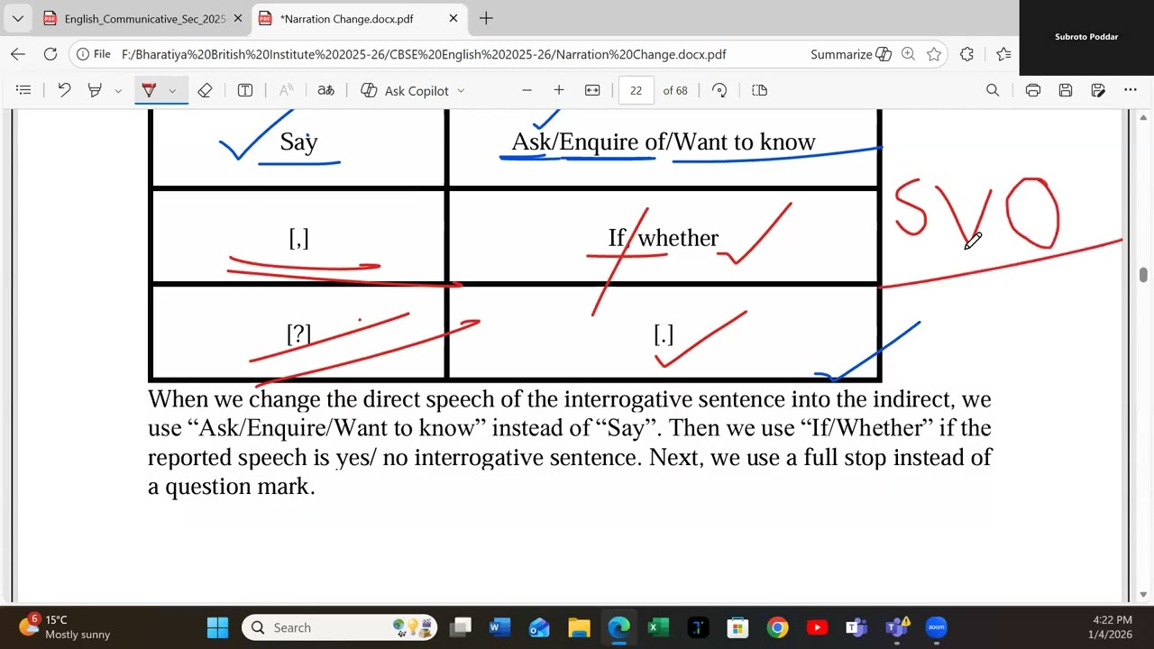 Narration Change Day 3 Part I