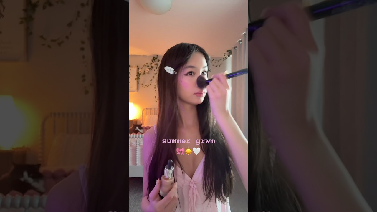 summer grwm!💓 #grwm #summer #sephora #makeup #pink #aesthetic #getreadywithme #skincare