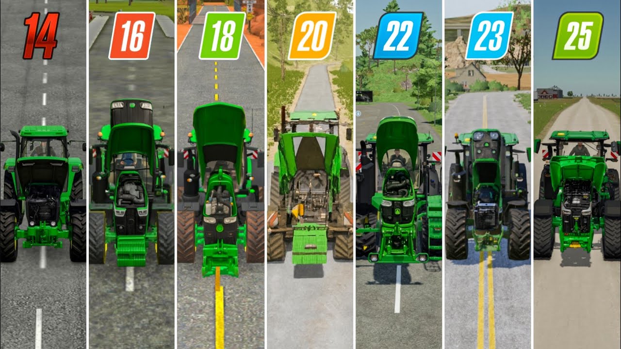 Fs14 против Fs16 против Fs18 против Fs20 против Fs22 против Fs23 против Fs25 | John Deere с откры...
