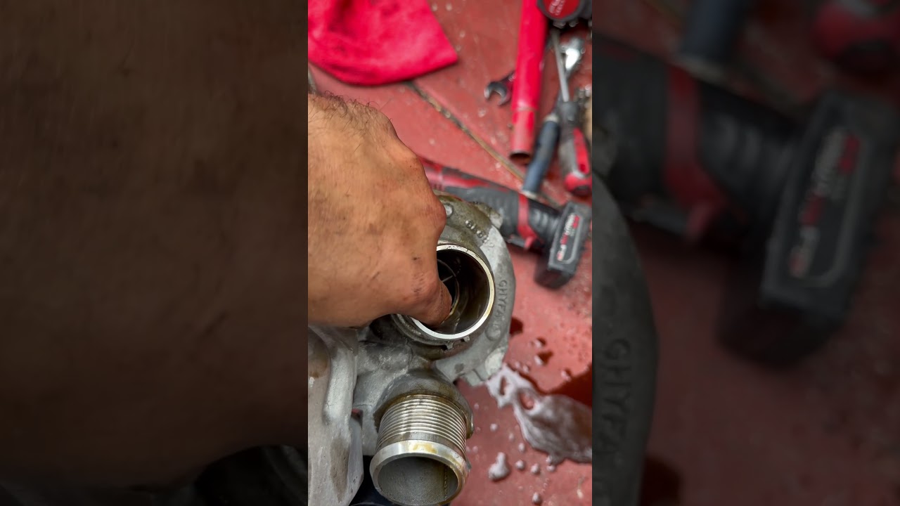 Ford expedition ecoboost 3.5 turbo replacement and turbo oil feed line #ecoboost #ford #mechanic
