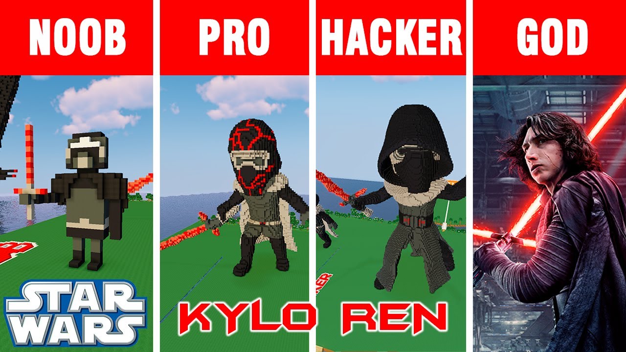 Майнкрафт Битва: Noob vs Pro vs Hacker vs God: Кайло Рен Строительный челлендж в Minecraft