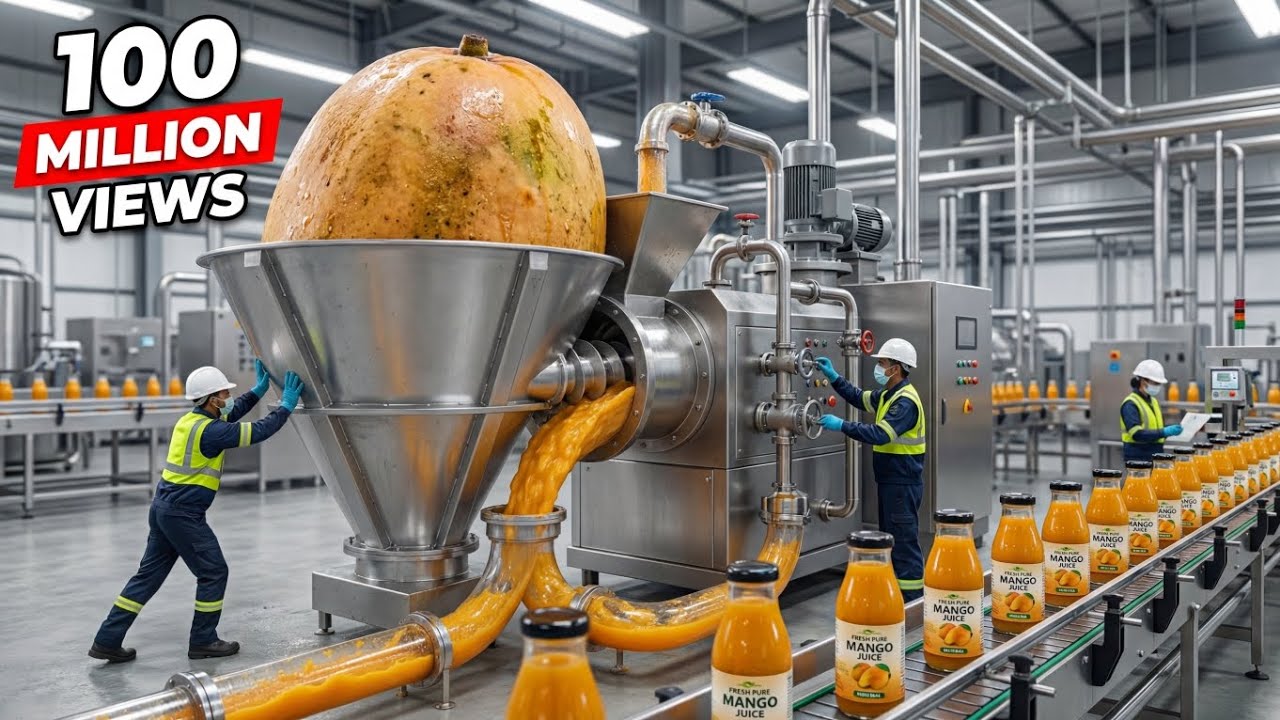 Mango + Milk Juice Factory  From Tree to Bottle in 8 Minutes | Real Process in 8K