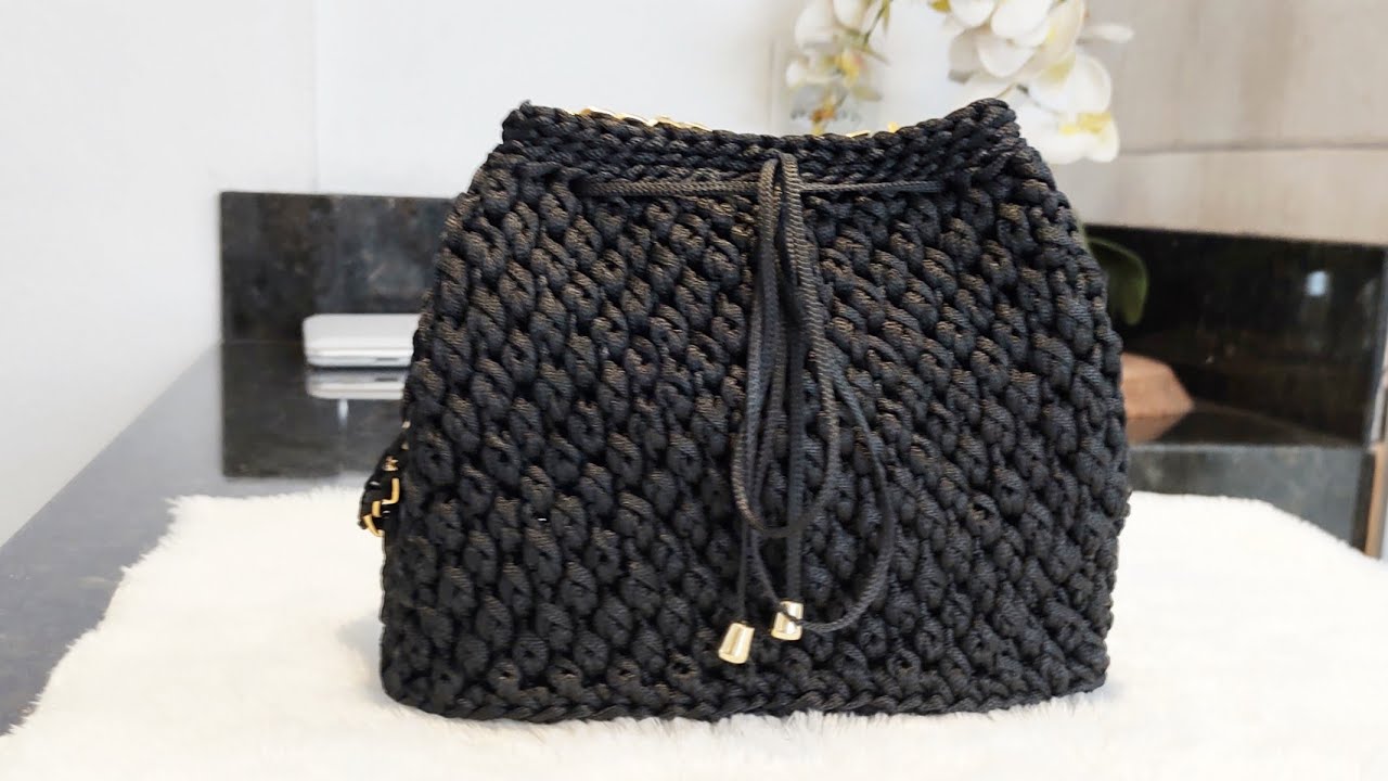 bolsa de crochê com fio náutico - ponto espiga-muito fácil de fazer