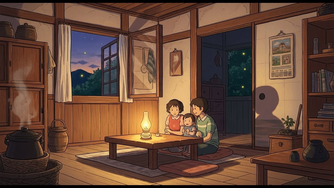 Soothing Summer Night ASMR 🌙 Cozy Oil Lamp & Peaceful Family Moments | Gentle Countryside Evening