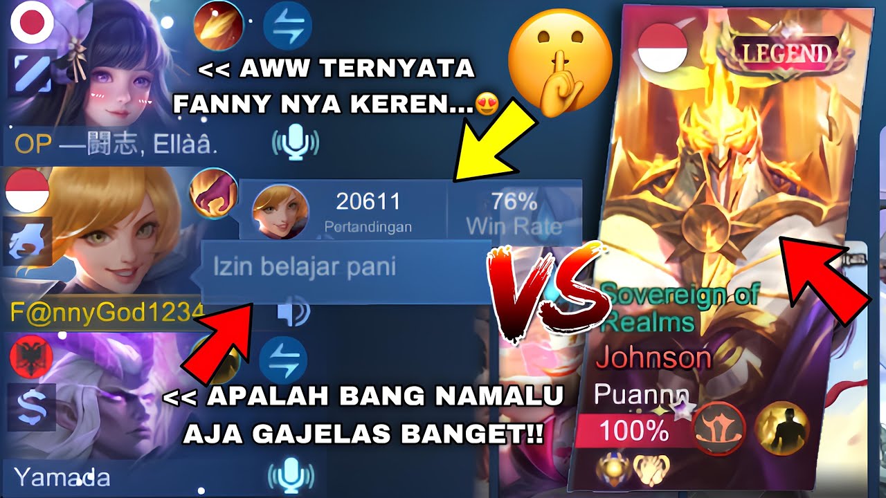KETEMU SKIN LEGEND JOHNSON🔥 REAKSI PUBLIC CEWE COWO ON MIC MELIHAT FANNY 20 RIBU MATCH…😍☠️(part32)