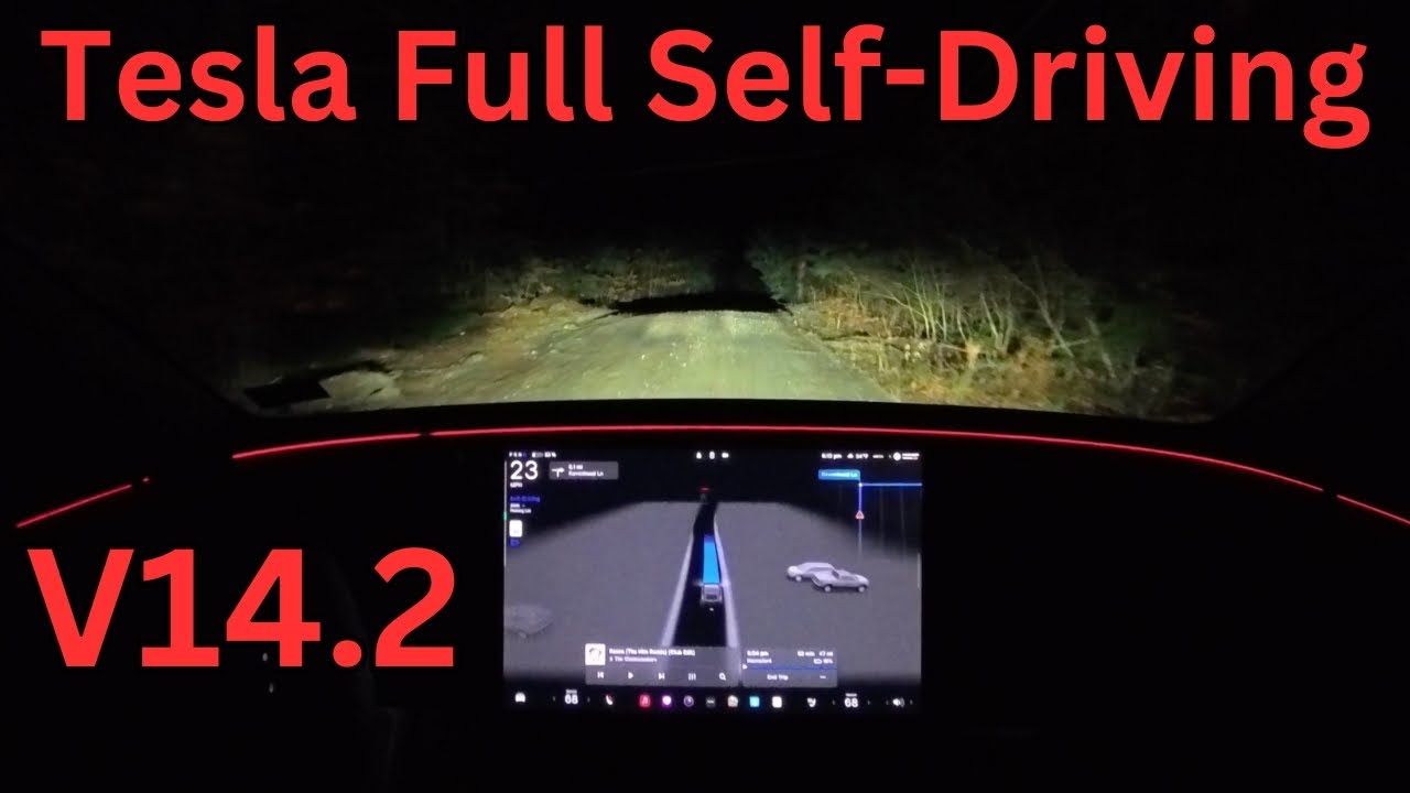 Tesla FSD V14.2 на грунтовых дорогах в сельской местности