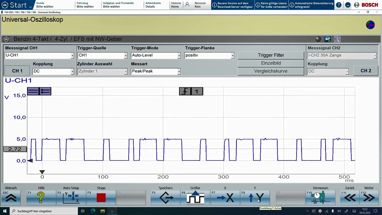 Signalbild von Sensoren mit dem Bosch FSA Universal Oszilloskop aufzeichnen.
