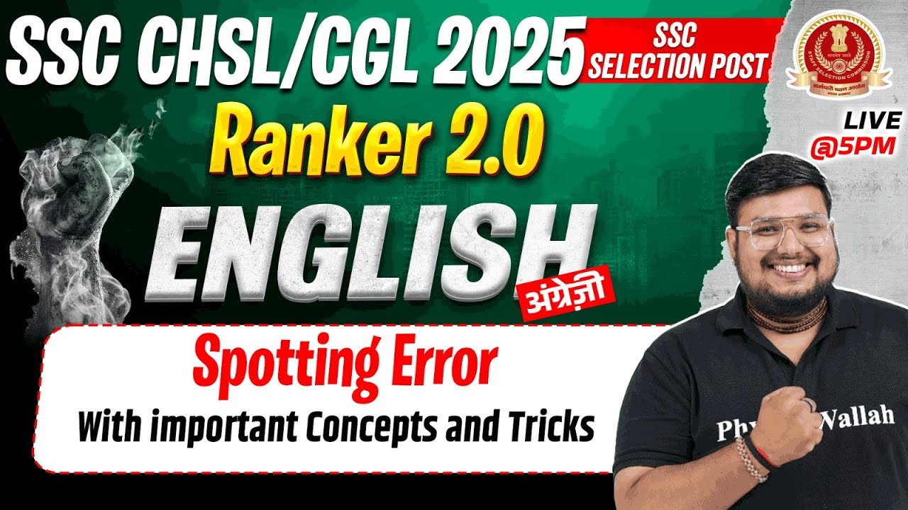 SSC CHSL English 2025 | Spotting Errors Concepts and Tricks | SSC CGL English Class | By Bhragu Sir