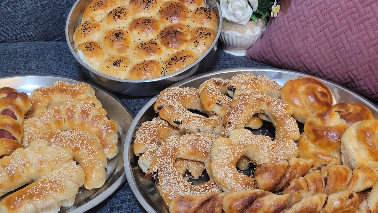 عجينة واحدة زى القطن عملت الحلو والحادق 🥐🥖