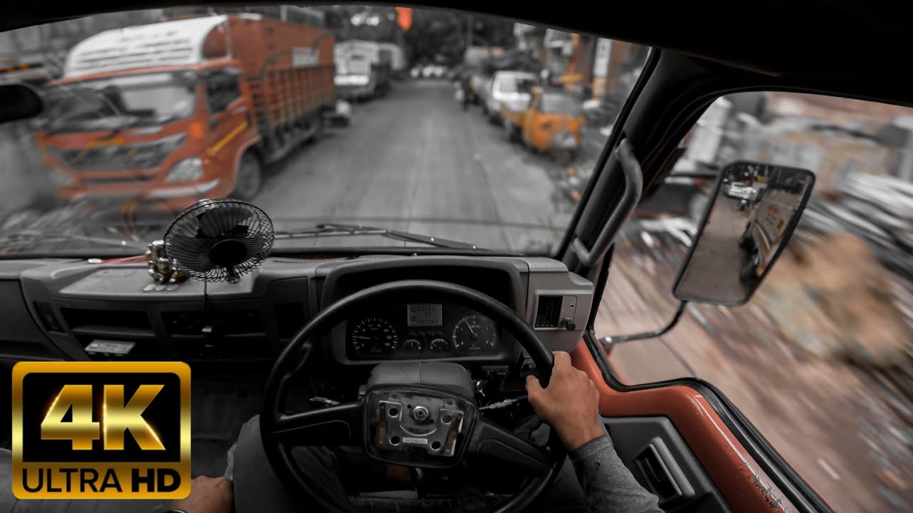 Driving Indian Truck On Narrow City Roads (POV)