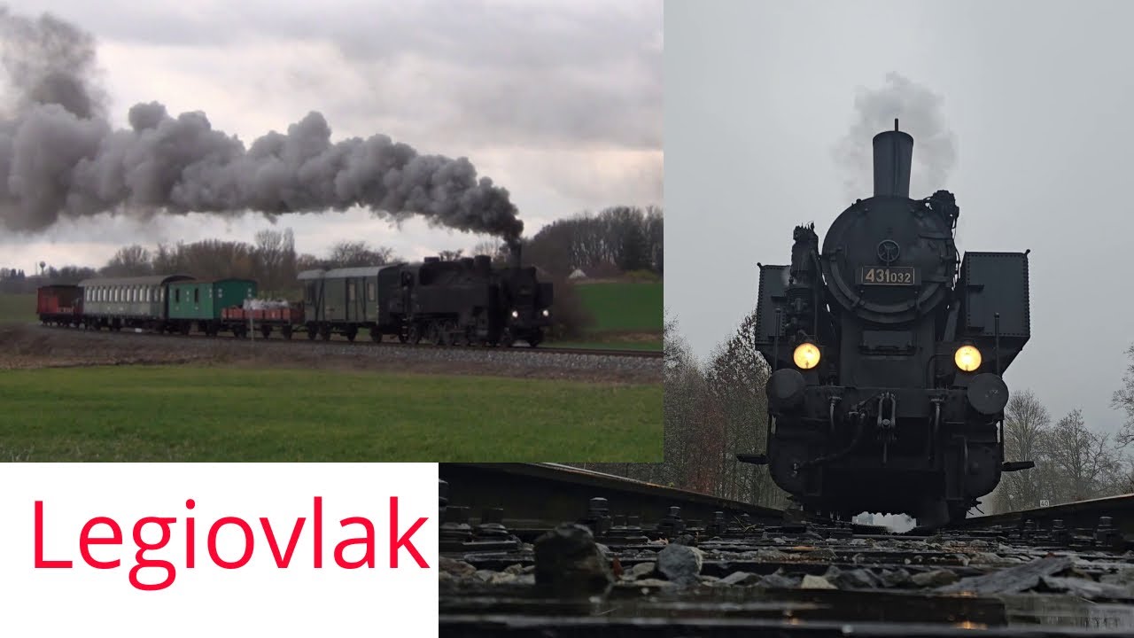 Legiovlak s parní lokomotivou 431.032 na trati z Čáslavi do Třemošnice