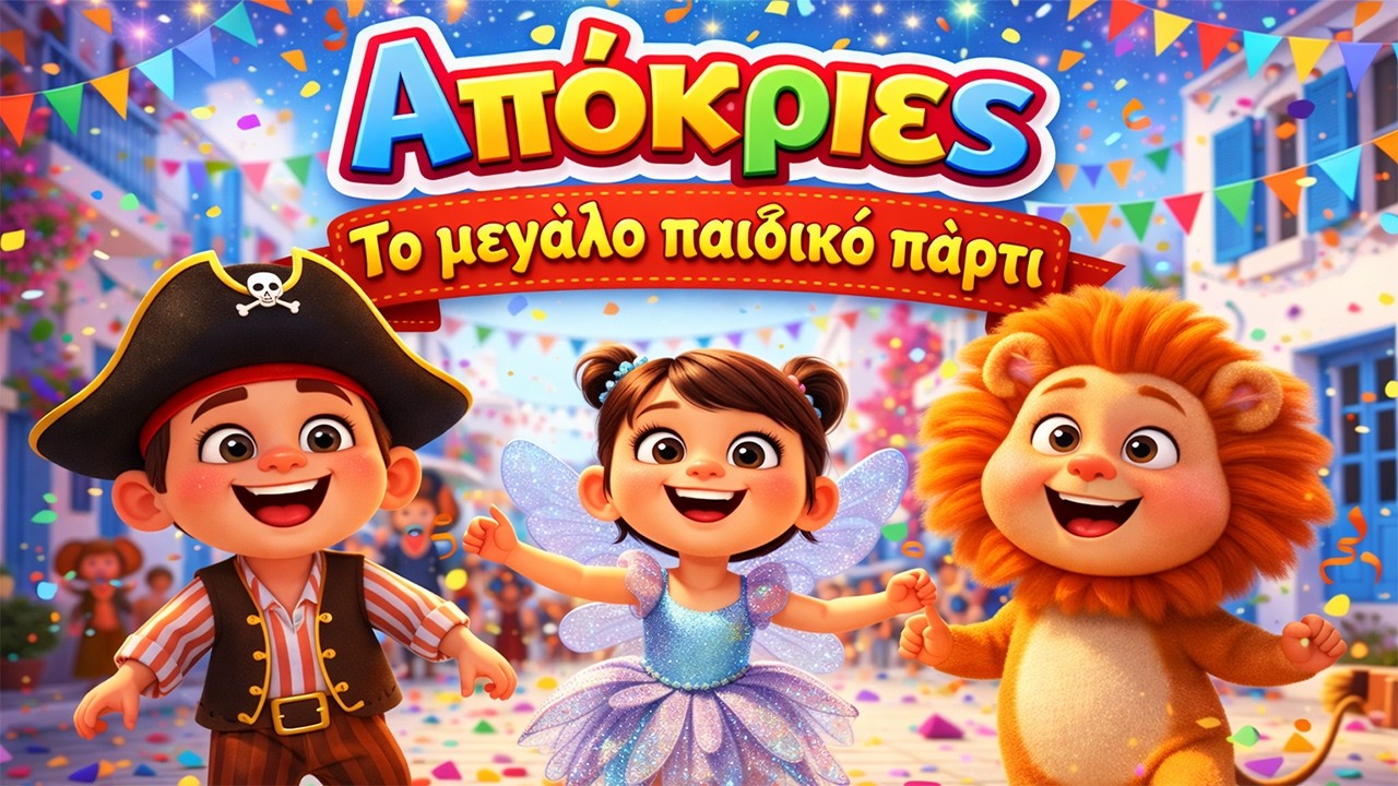 Απόκριες: Το μεγάλο παιδικό πάρτι 🎭🎊 | τραγούδι για καρναβάλι και μασκαράδες