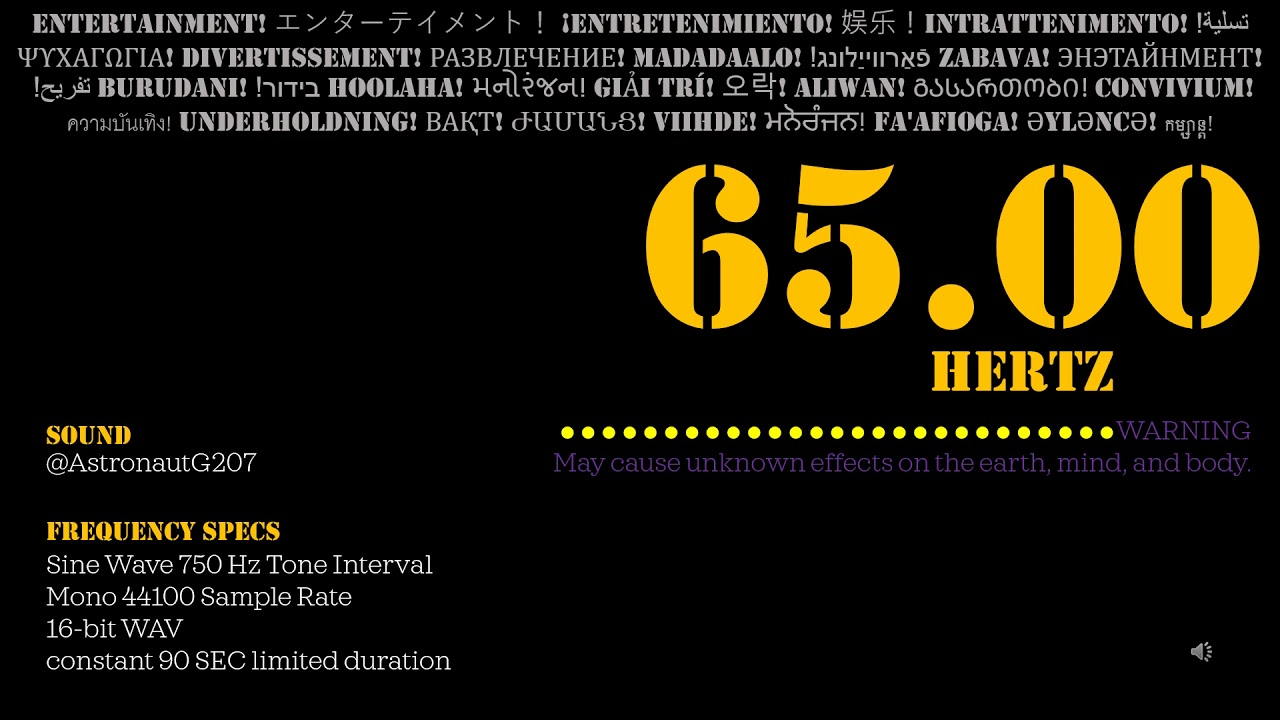 65 Hz 1 Hz Interval Sine Pure Tone Frequency 441000 Sample Stereo