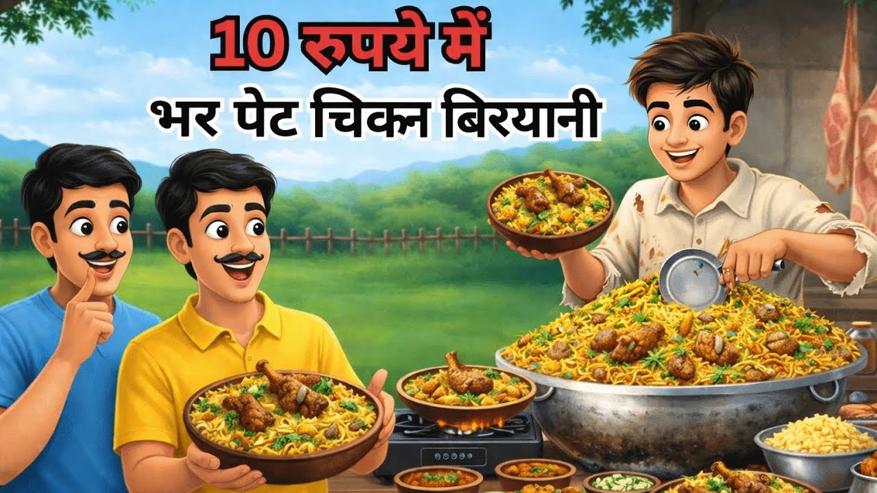 10 रुपये की चिकन बिरयानी | 10 RUPAY KICHICKEN BIRYANI | HINDI KAHANIYA |HINDI STORIES