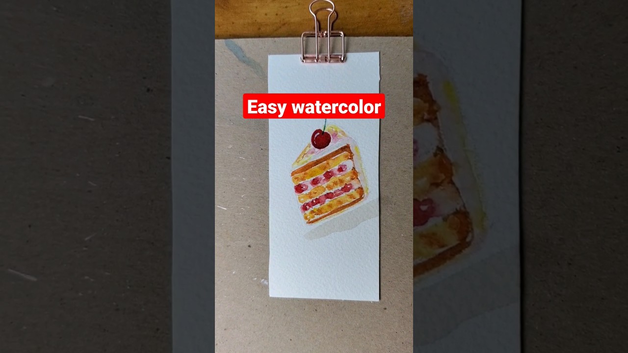How to paint Cake 😄  #watercolorforbeginner #youtubeshorts #shorts #painting #art #watercolor #cake