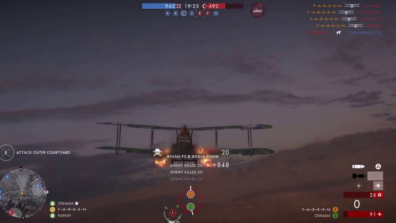 BF1  Attack Plane  6 multi strafing run
