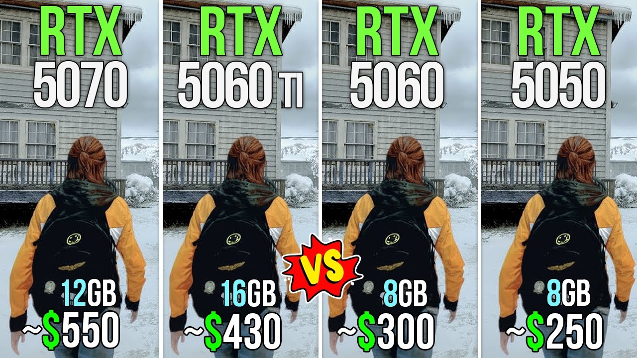 RTX 5070 vs RTX 5060 TI 16GB vs RTX 5060 vs RTX 5050 - Test in 20 Games
