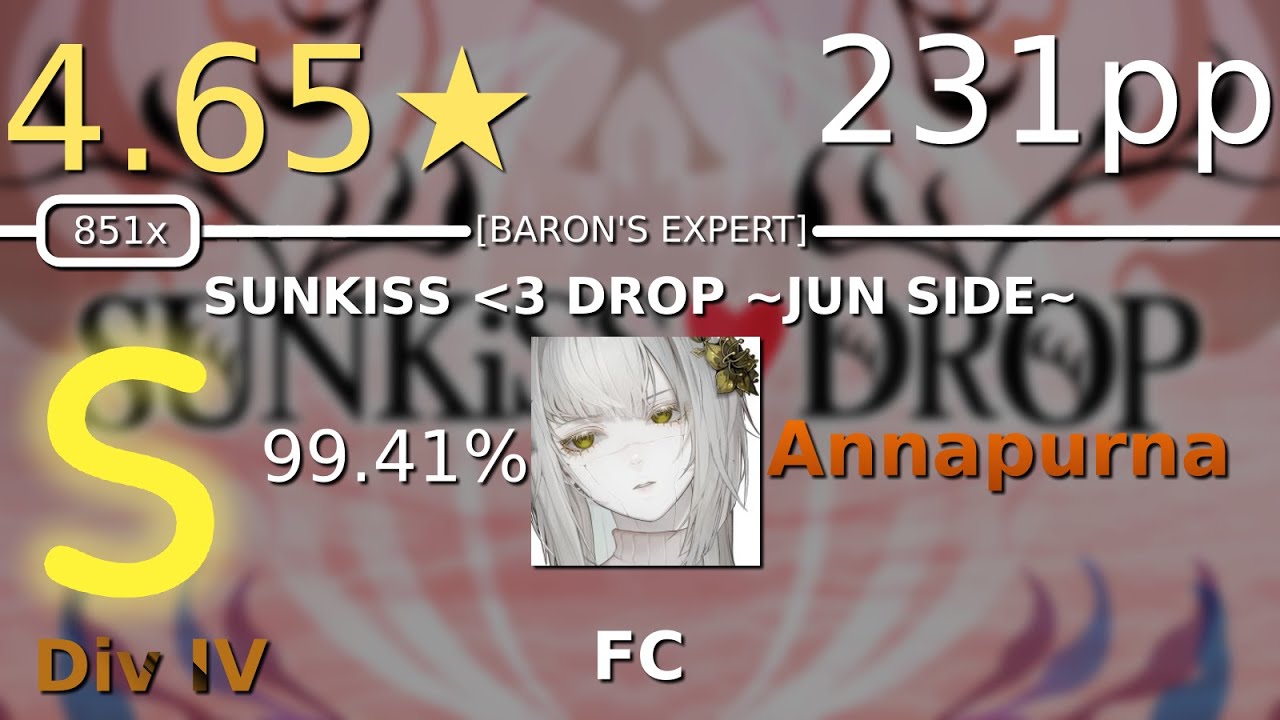 osu!catch MX (Div IV) | Annapurna | 4.66⭐jun w/Alison - SUNKiSS❤️DROP [BARON'S EX] FC 231pp