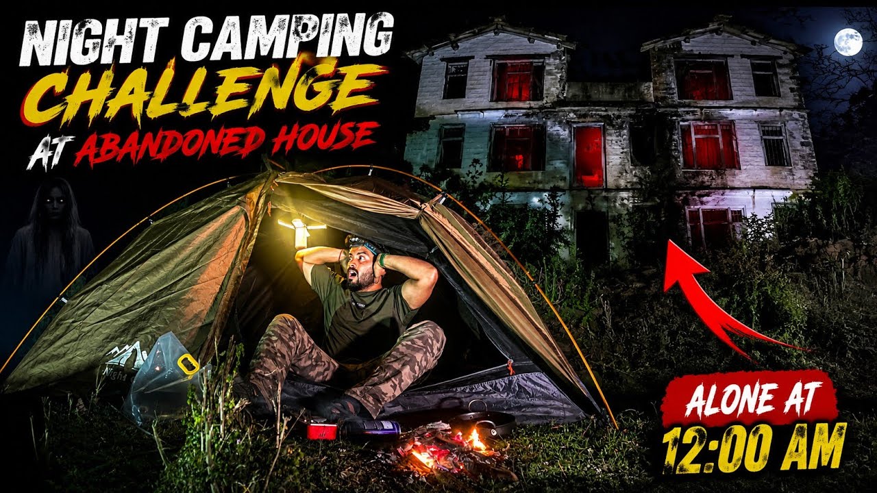 Night Camping Challange At ABandoned House 😢 | Haunted Jungle Camping #vlog 