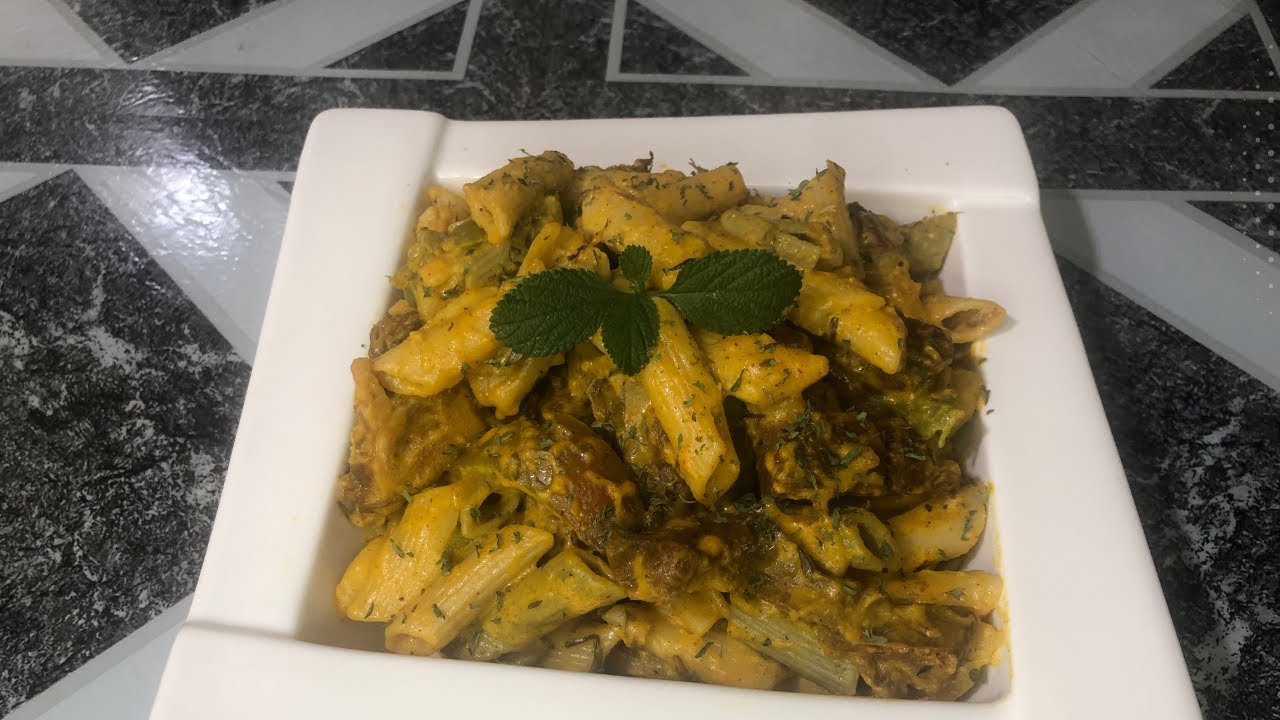 JAMAICAN SPICY CREAMY CURRY GOAT PASTA|| CURRY GOAT RASTA PASTA