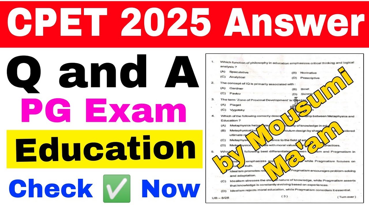 CPET Education Entrance Answer Key 2025//Education PG Entrance answer key discussion odisha Check ✅