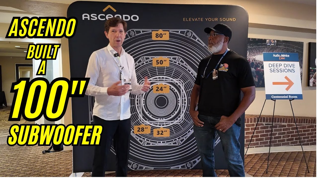 Ascendo Theater at Audio Advice Live 2025. 100” subwoofer 