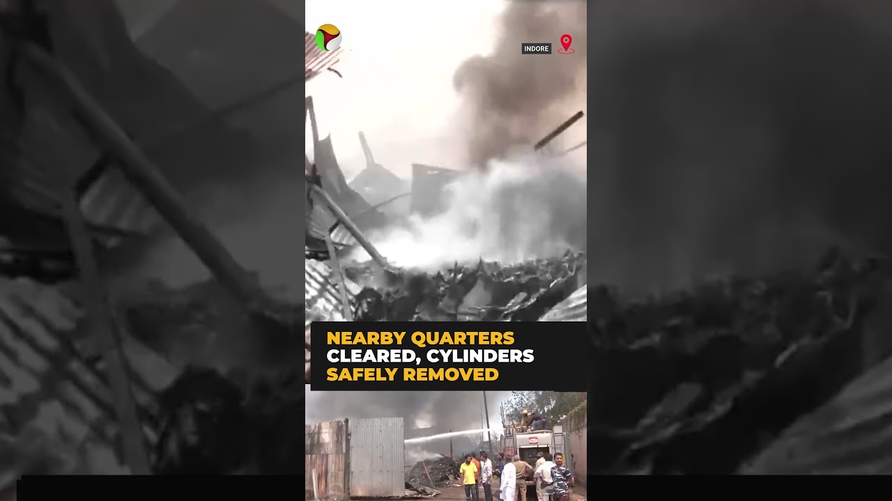 Massive fire at Indore scrap godown; blaze brought under control | #shorts