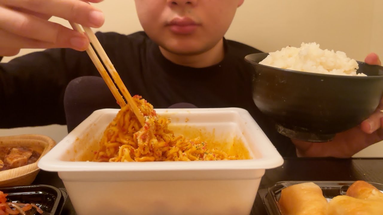 【ASMR】マルゲリータ焼きそば、麻婆豆腐、春巻き、ナムル