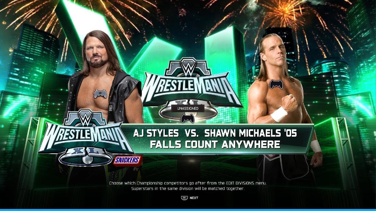 Aj Styles VS Shawn Michaels WM XL (WWE2K25 Week 44 Universe Mode )