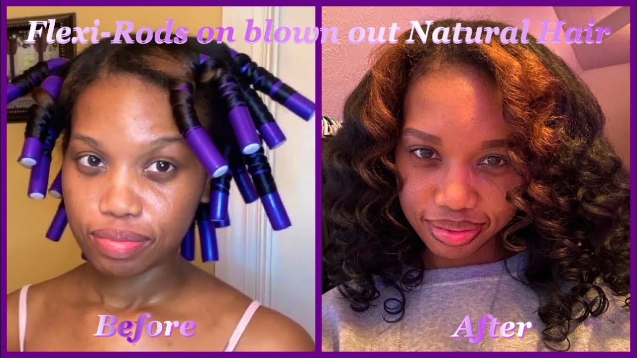 Big Soft Curls! Flexi Rods on Blown out Natural Hair