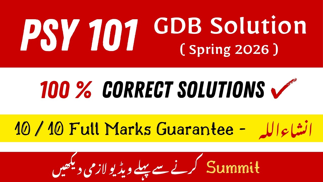PSY 101 GDB  Correct Solution 2026 | psy 101 gdb  Solution 2026 #psy101 #gdb #2026