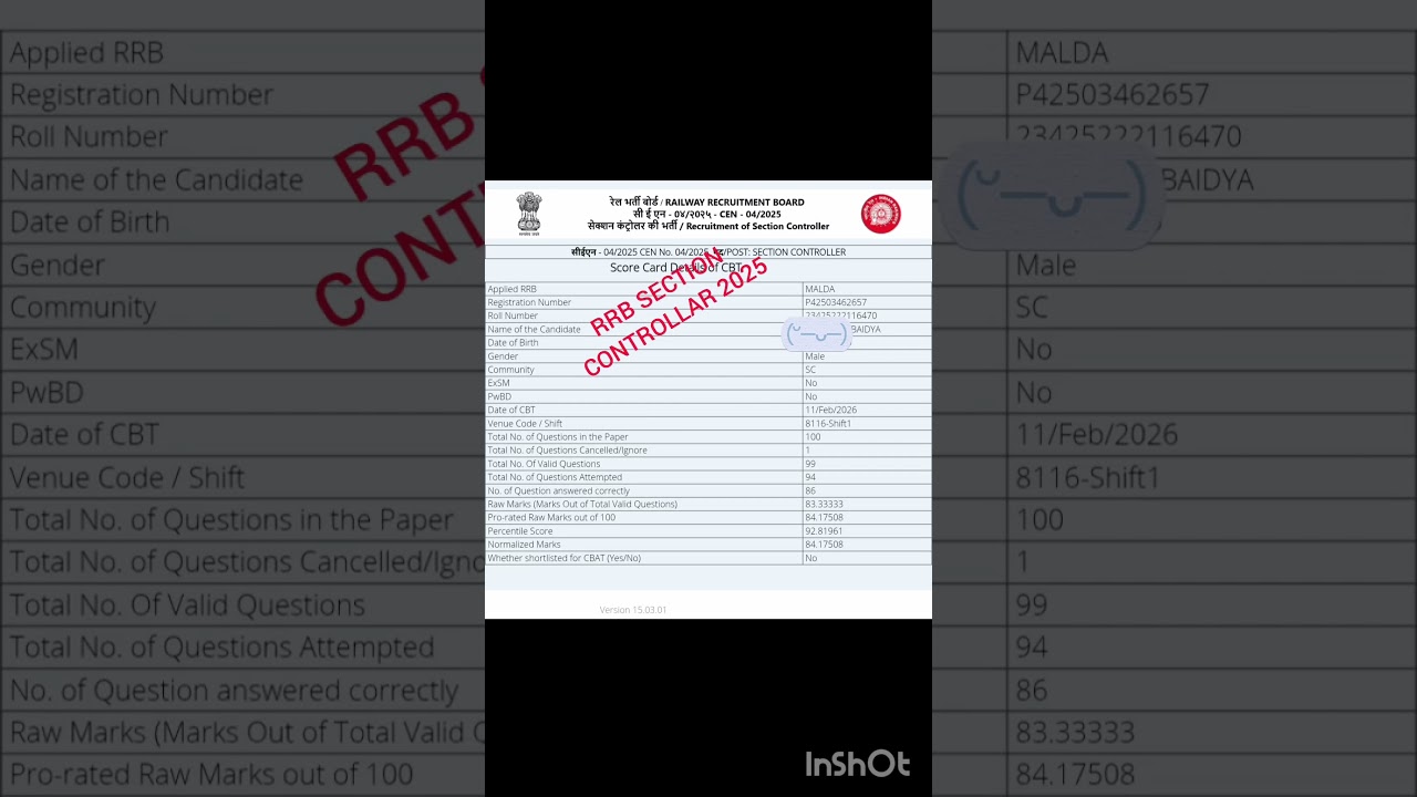😭RRB Section Controller Scorecard #railway #motivation #railwaygroupd #ntpc #ytshorts  #rail #viral