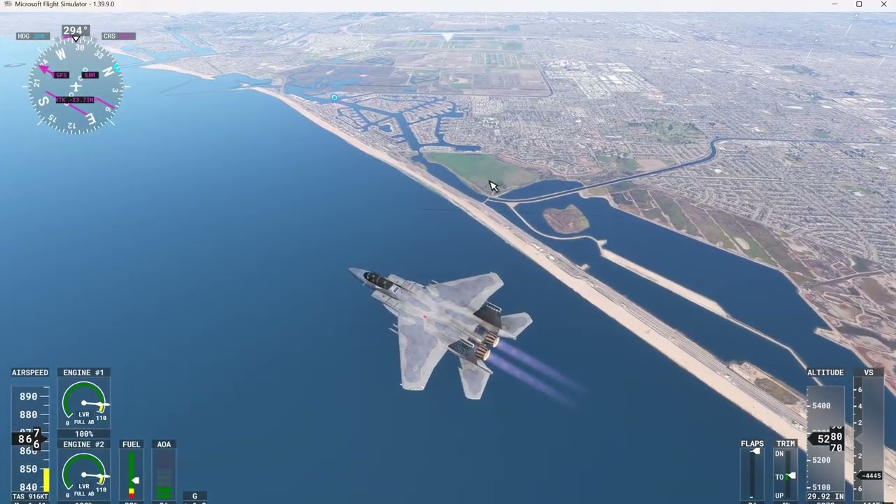 F-15 Palm Springs to Jack Northrop Field via the shoreline
