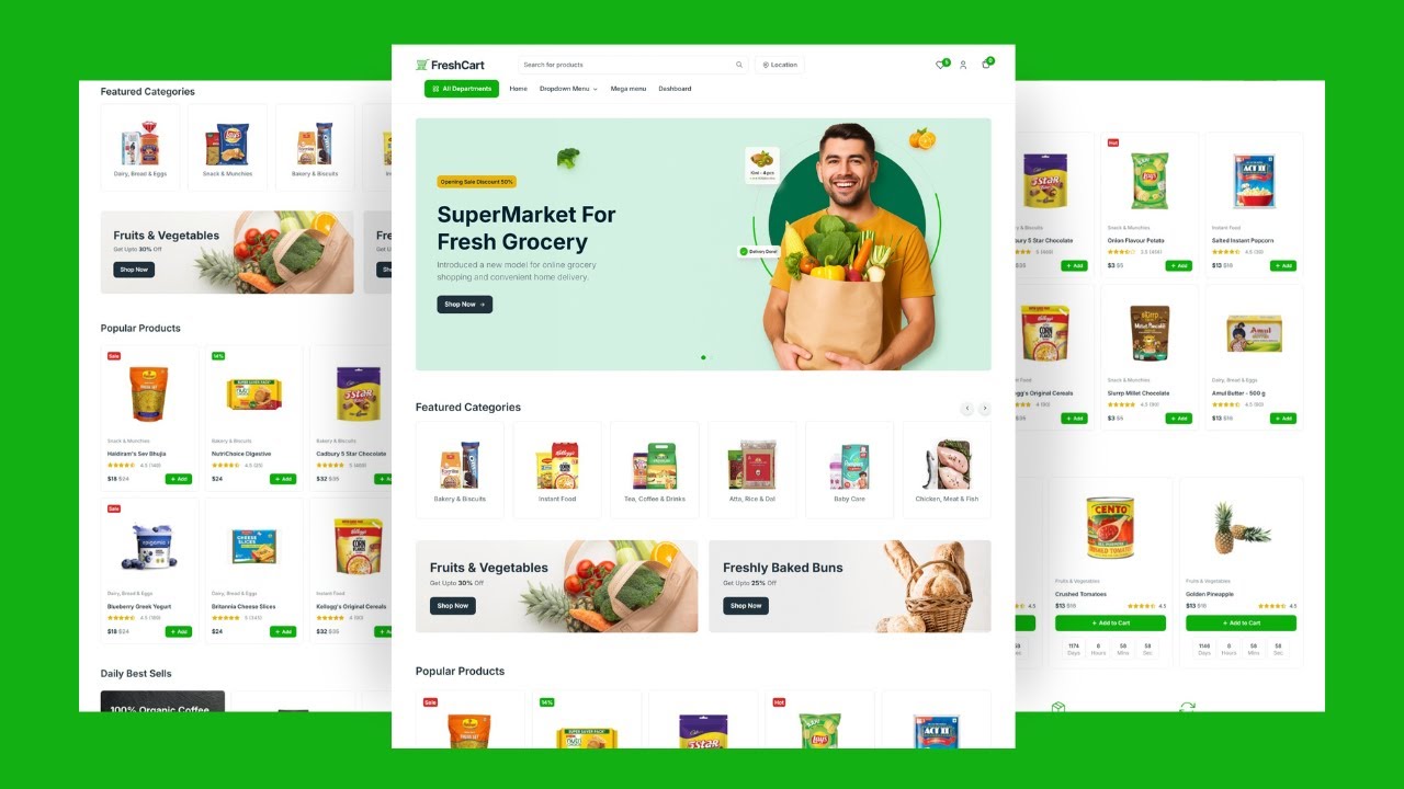 FreshCart &ndash; Responsive Tailwind CSS eCommerce Website Template || Free Source Code