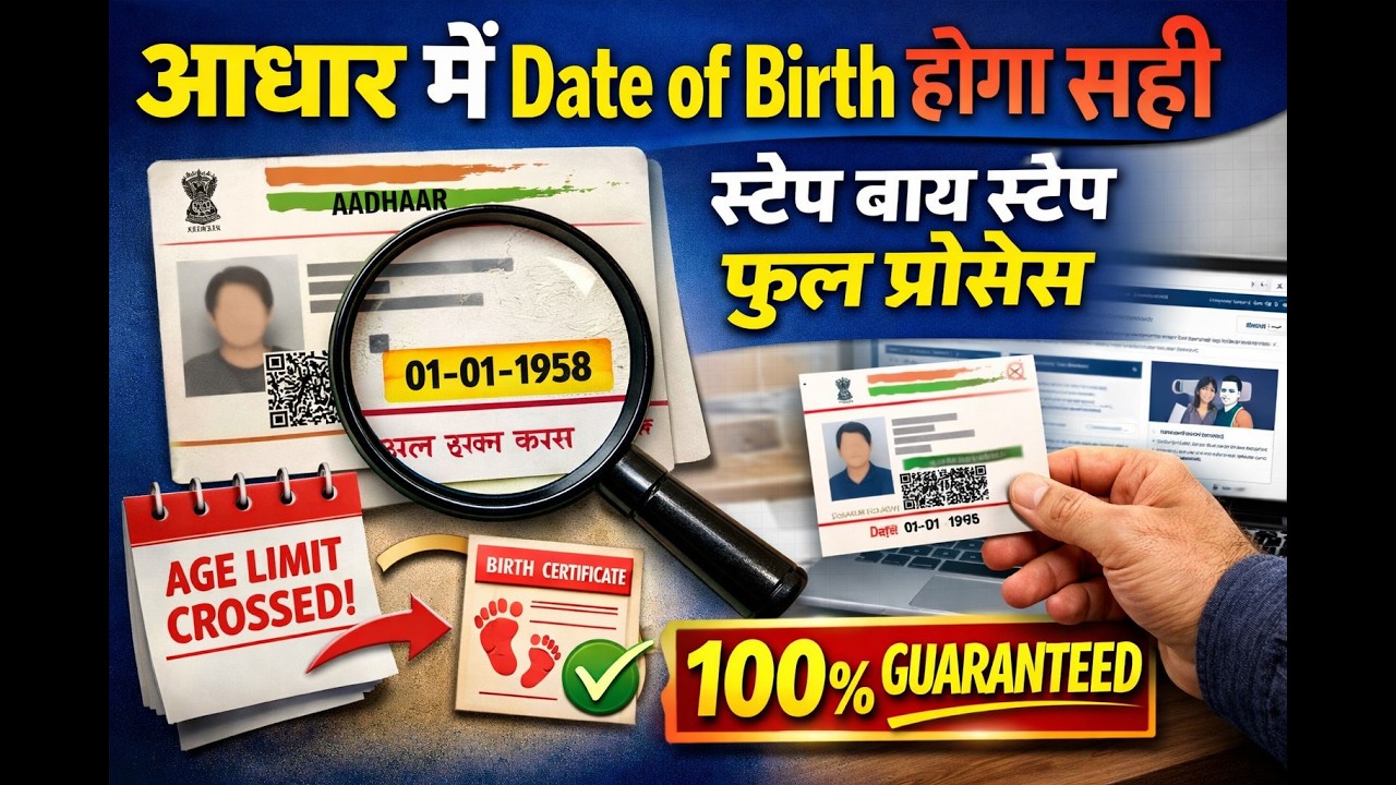 Aadhaar DOB Limit Cross Solution 2026 | आधार में Date of Birth सही कैसे करें | Step by Step Process