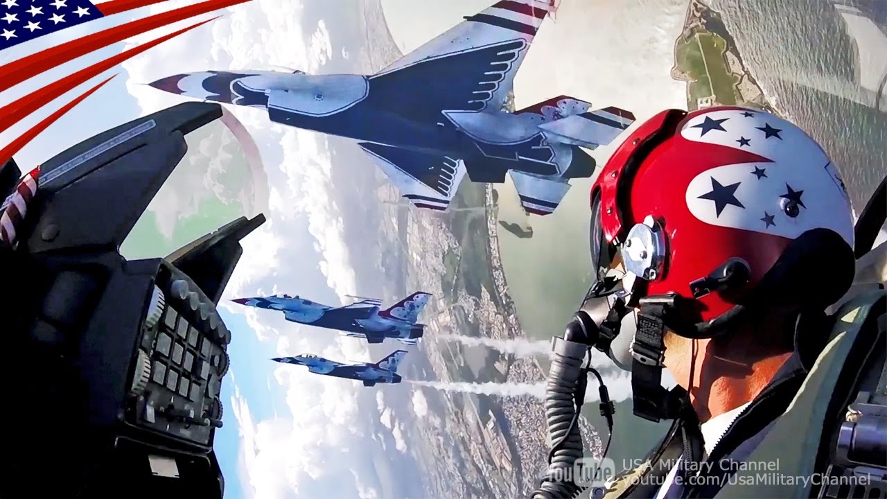 近っ！コックピット映像ほかF-16戦闘機の凄すぎるアクロバット飛行・米空軍サンダーバーズ