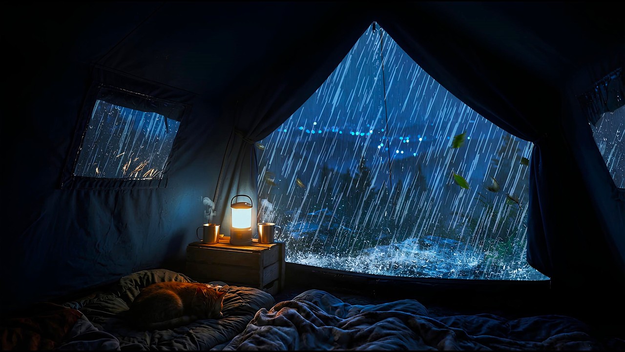 🔴 Rain Sounds in a Cozy Shelter on a Dark Rainy Night | Drift Into a Peaceful Night
