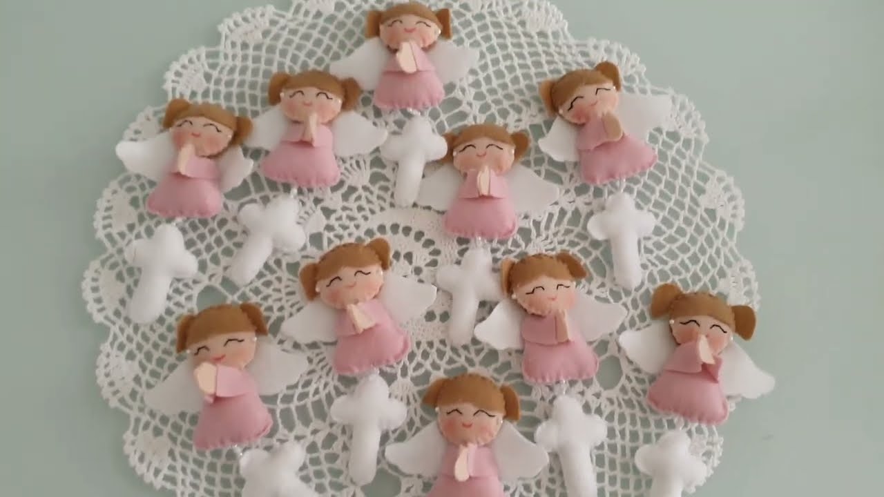Você não vai acreditar como é rápido e fácil de fazer Boneca ANJINHA , terço para lembrancinha feltr