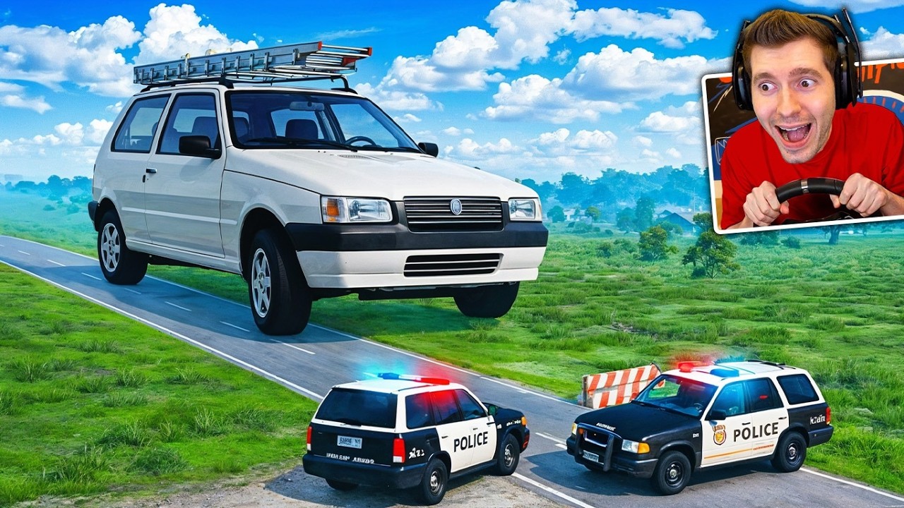 Fugindo com MAIOR CARRO DO MUNDO no BeamNG Drive!