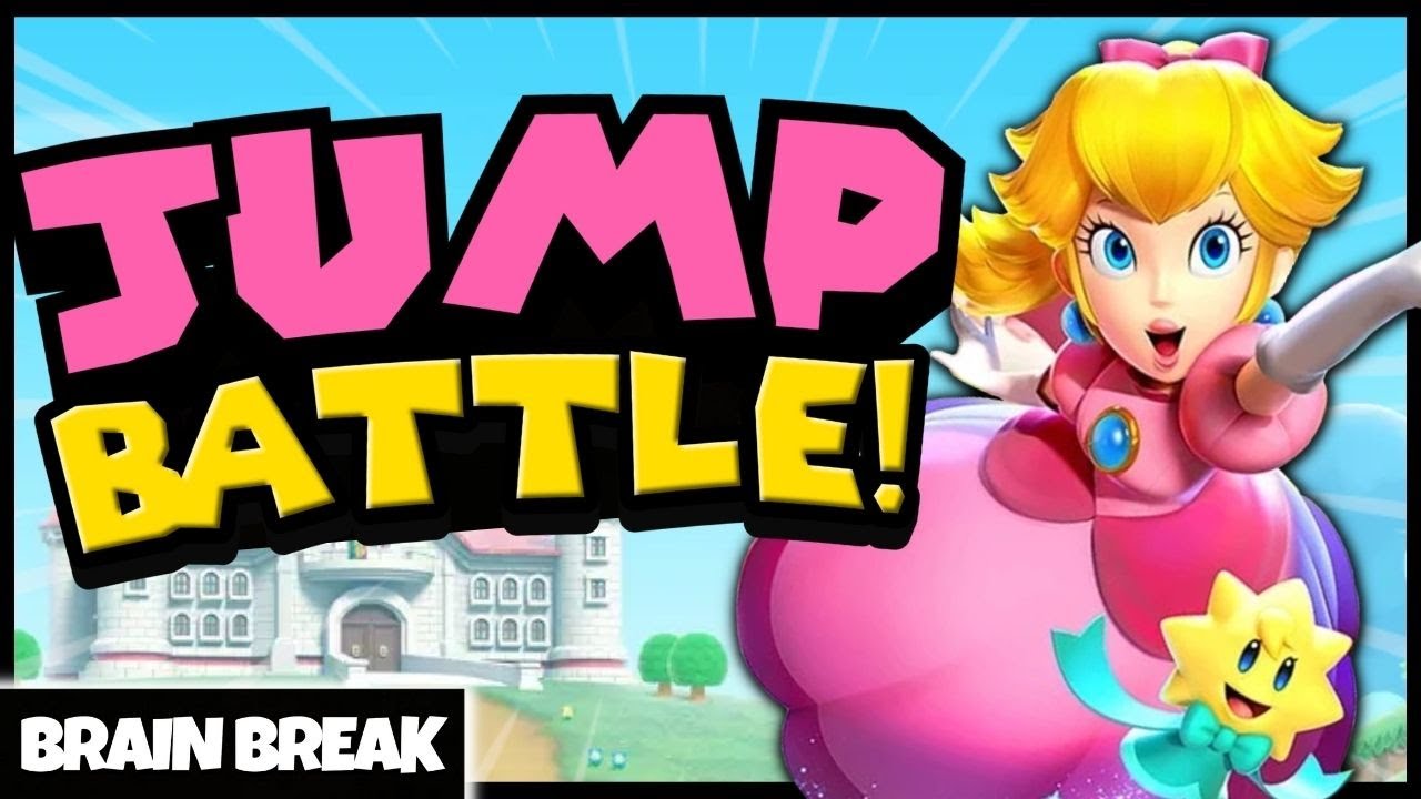 Peach Jump Battle | Brain Break | Mario Jump Challenge | Just Dance | Freeze Dance
