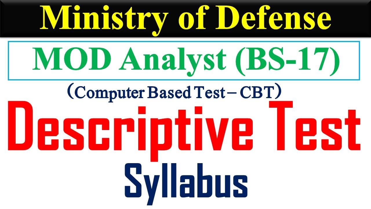MOD Analyst Descriptive Test | MOD Analyst Syllabus | Computer Based Descriptive Test | Analyst Jobs