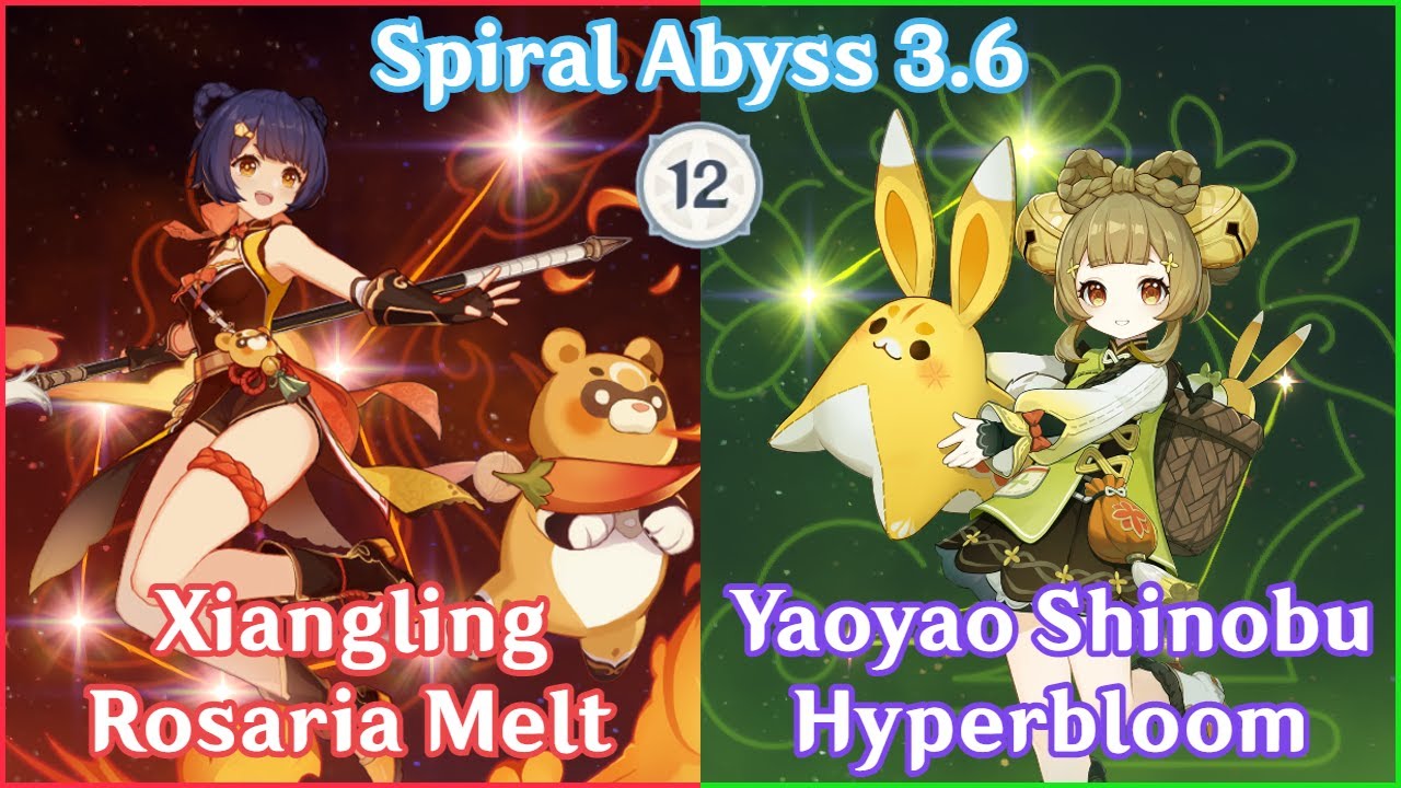 NEW Spiral Abyss 3.6 - Xiangling Rosaria Melt & Yaoyao Kuki Hyperbloom! Four Star Full Star Clear!
