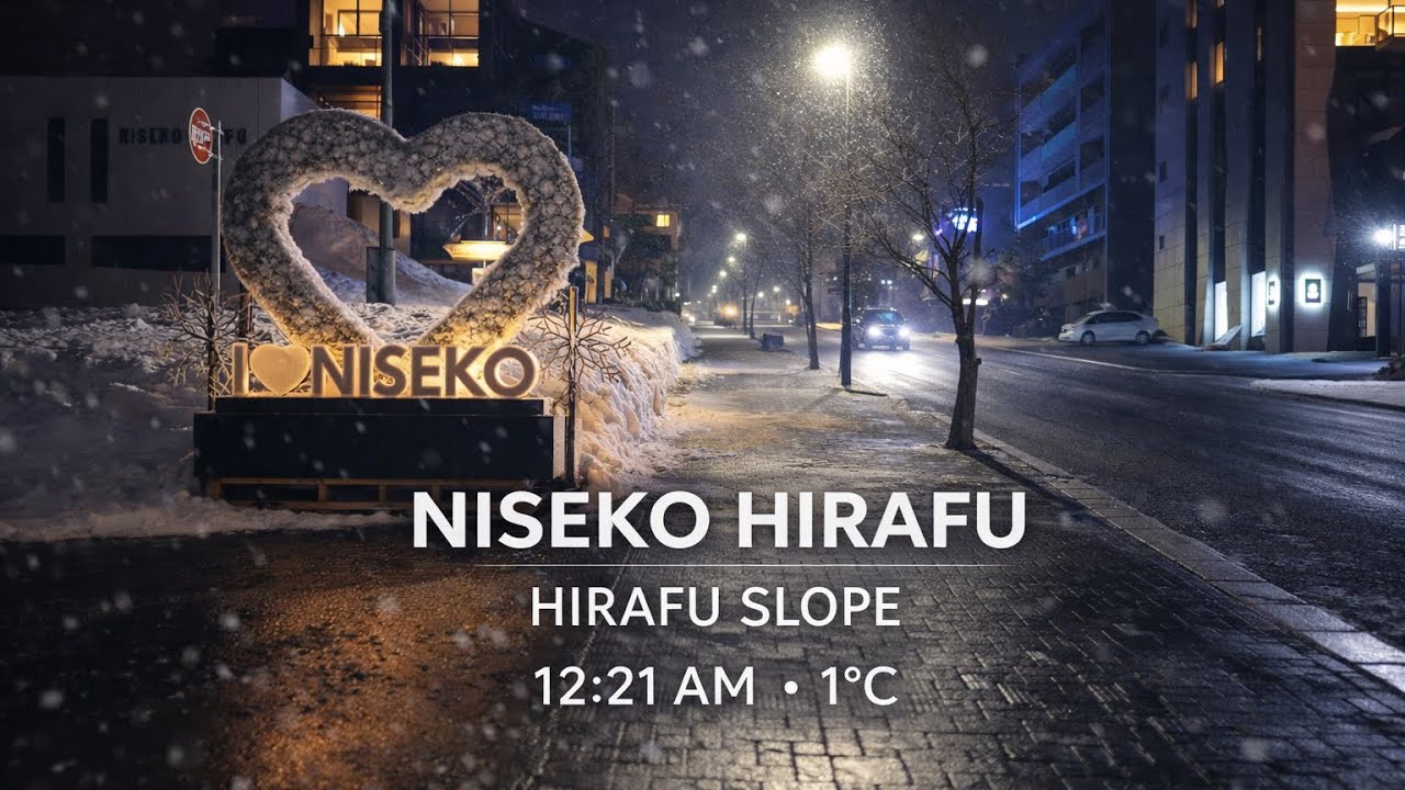Late Night Snow — Niseko Hirafu Slope (12:21 AM) | 1°C [4K] | Quiet Walk #065