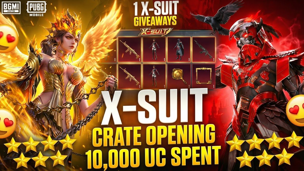 10000 UC X-Suit Crate Opening | 10 UC Spin Trick |  Free 50 UC Voucher | 1 X-Suit Giveaway 